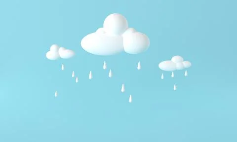 Weather icon Rain 3d rendering. Rain clouds and lightning on the blue 스톡 일러스트