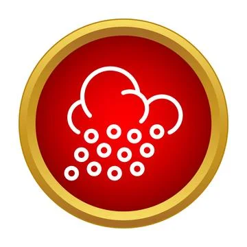Weather icon representing snowing cloud in red circle Stock Illustration
