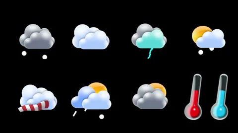 Weather icon set with alpha loop Stock-Footage 30488331