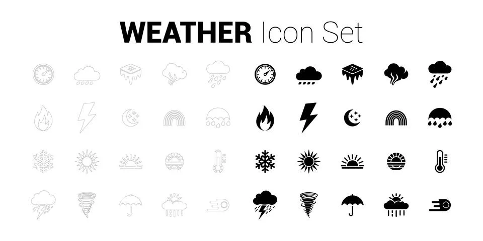 Weather Icon Set. Editable vector minimalist fill and outline icon. Stock Illustration