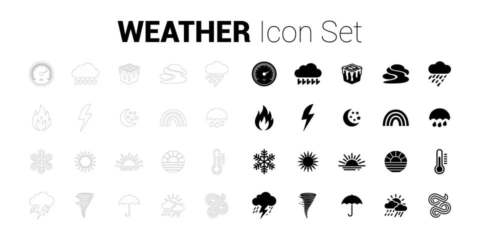 Weather Icon Set. Editable vector minimalist fill and outline icon. Stock Illustration