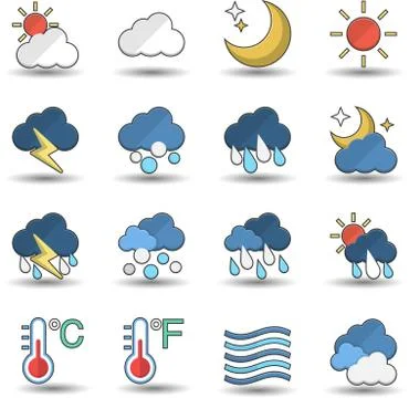 Weather icon set Illustrazione stock