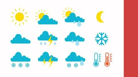 Weather icon set. Illustrazione stock