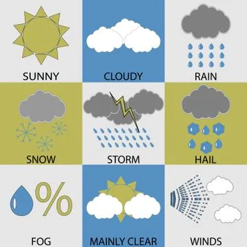 Weather icon set modern Stock Illustration