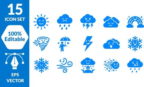Weather icon set vector illustration graphic design elements collection Stock Illustration