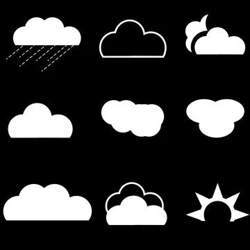 Weather Icon Set – White Stock Illustration