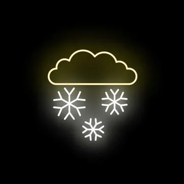 Weather icon showing cloud and falling snow neon Stock Illustration
