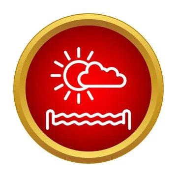 Weather icon showing sun, cloud, and ocean waves Stock-Illustration