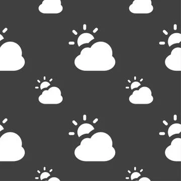 Weather icon sign. Seamless pattern on a gray background. Vector Illustrazione stock
