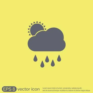 Weather icon. sun behind the cloud with rain. Stock Illustration