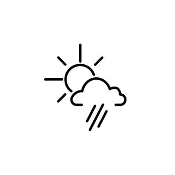 Weather icon. sun behind the cloud with rain Stock Illustration
