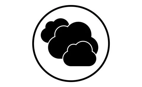 Weather icon of three clouds, vector illustration. Sticky symbol of forecast. Stock Illustration
