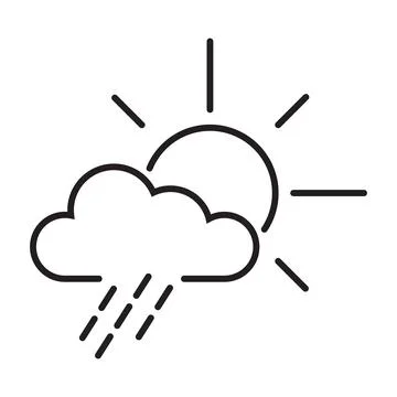 Weather icon vector sun behind the cloud with rain sign for graphic design, l Stock Illustration