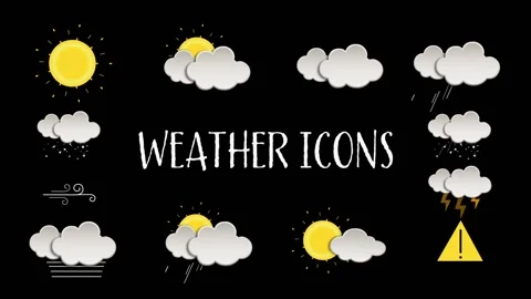 Weather Icons ~ After Effects Project #144611189 | Pond5