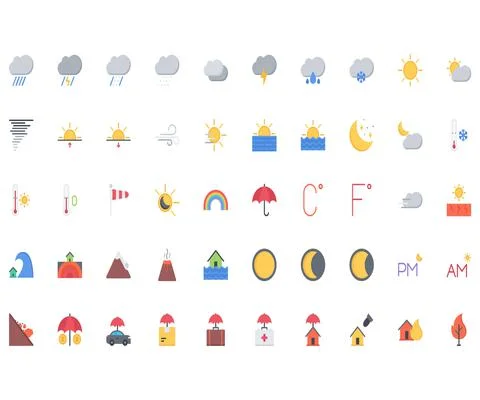 The weather icons pack Stock Illustration