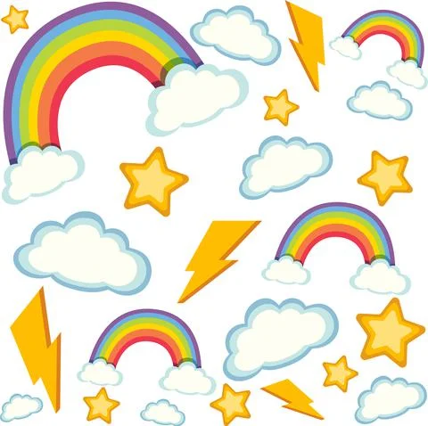 Weather icons seamless pattern Stock Illustration