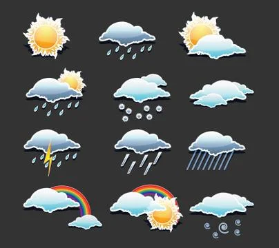 Weather icons set Stock Illustration