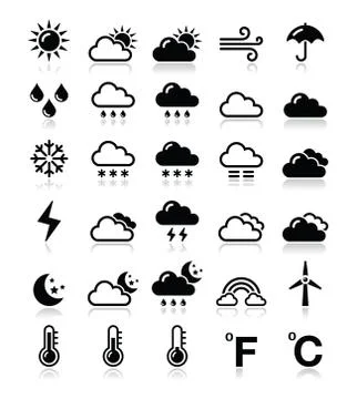 Weather icons set - vector Stock Illustration