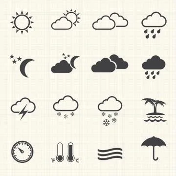 Weather Icons with texture background Stock Illustration