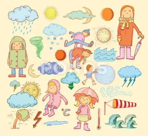 Weather Icons. vector illustration. Stock Illustration