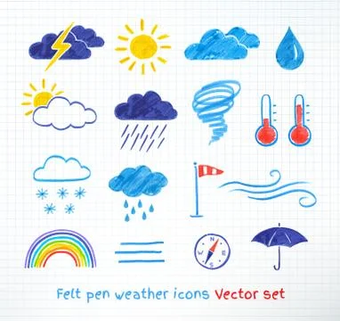 Weather icons vector set Stock Illustration
