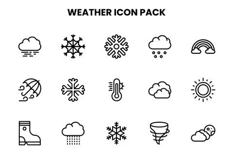 Weather Line Bundle Icons Pack Stock Illustration