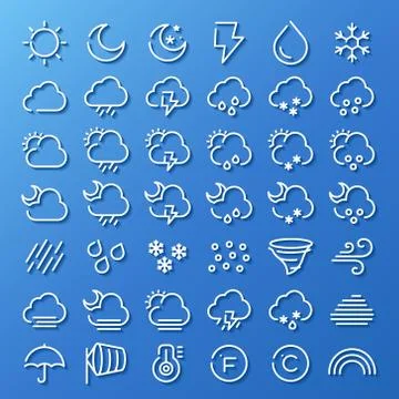Weather line icon set Stock Illustration