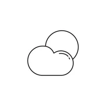 Weather line icon, Sun with Cloud, Modern sign Stock Illustration