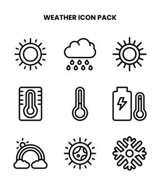 Weather Line Set Icons Pack Illustrazione stock