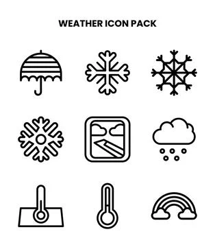 Weather Line Vector Icons Pack Stock Illustration