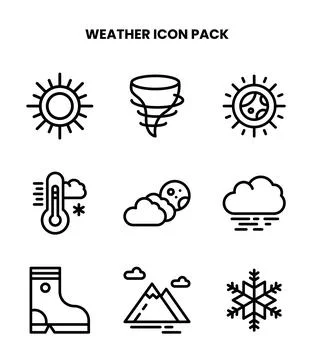 Weather Line Vector Icons Pack Stock Illustration