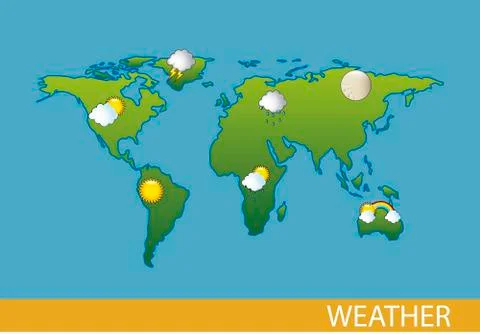 Weather with map over blue background. vector illustration Ilustração Stock