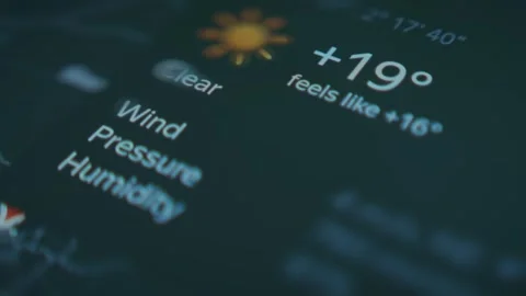 Weather Map showing temperature, Wind, Humidity and Pressure parameters for Stock Footage 288967850