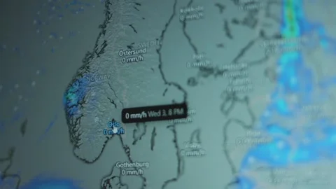 Weather map time lapse showing cold Spring weather in Oslo, Norway. Stock Footage 273039261