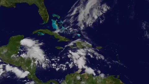 A weather map tracks Hurricane Sandy. Video stock 74807581