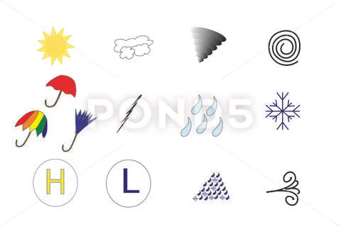 Weather or forecast icons Stock Illustration