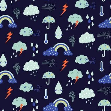 Weather pattern flat illustration seamless design Illustrazione stock