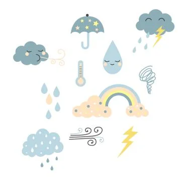 Weather pattern flat illustration on white Illustrazione stock