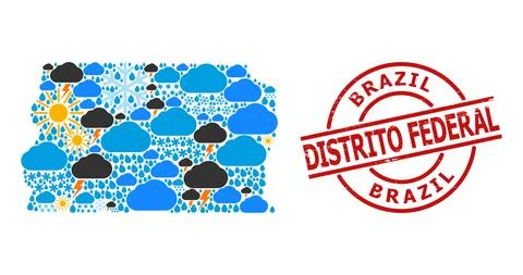 Weather Pattern Map of Brazil - Distrito Federal and Grunge Stamp Seal Illustrazione stock
