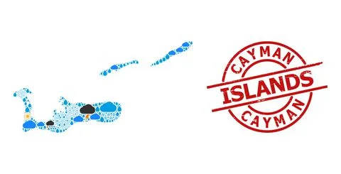 Weather Pattern Map of Cayman Islands and Textured Stamp Seal Illustrazione stock
