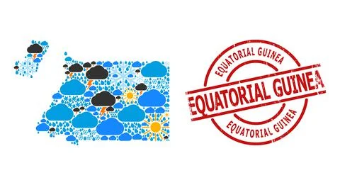 Weather Pattern Map of Equatorial Guinea and Scratched Seal Stock Illustration