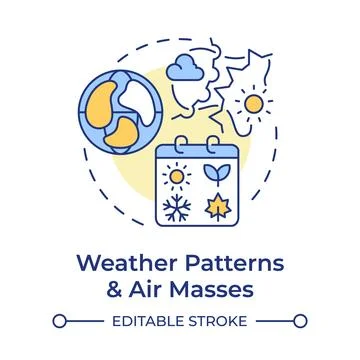 Weather patterns and air masses multi color concept icon Illustrazione stock