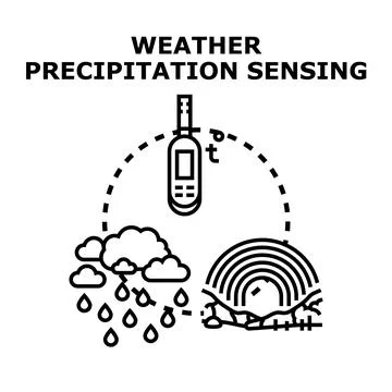 Weather precipitation sensing concept with temperature device Stock Illustration