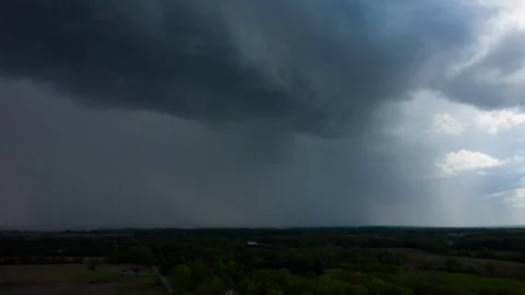 Weather - Quick Rain Clouds Passing - 4K Aerial Hyperlapse Video stock 110753007
