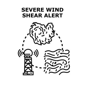 Weather radar detecting severe wind shear alert Stock Illustration