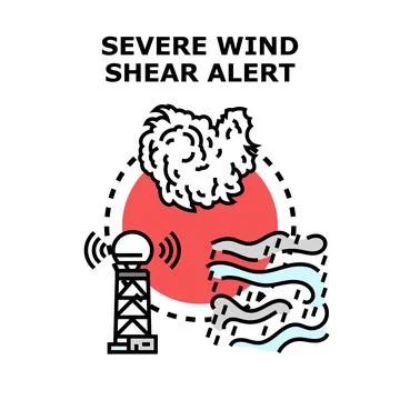 Weather radar detecting severe wind shear alert Stock Illustration