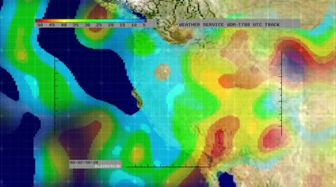 Weather Radar Digital Satellite Map (Western USA) Stock Footage
