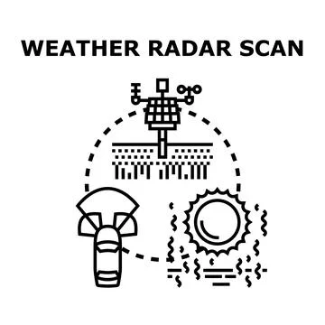 Weather radar scanning climate change and drought effects Stock Illustration