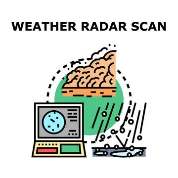 Weather radar scanning clouds and precipitation concept Stock Illustration