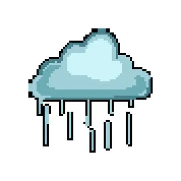 Weather rain cloud pixel art vector illustration Stock Illustration